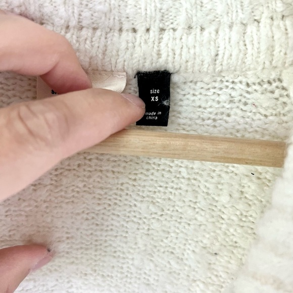 Anthropologie Sleeping On Snow Ivory Wool & Alpaca Blend Open Front Cardigan - Picture 5 of 8